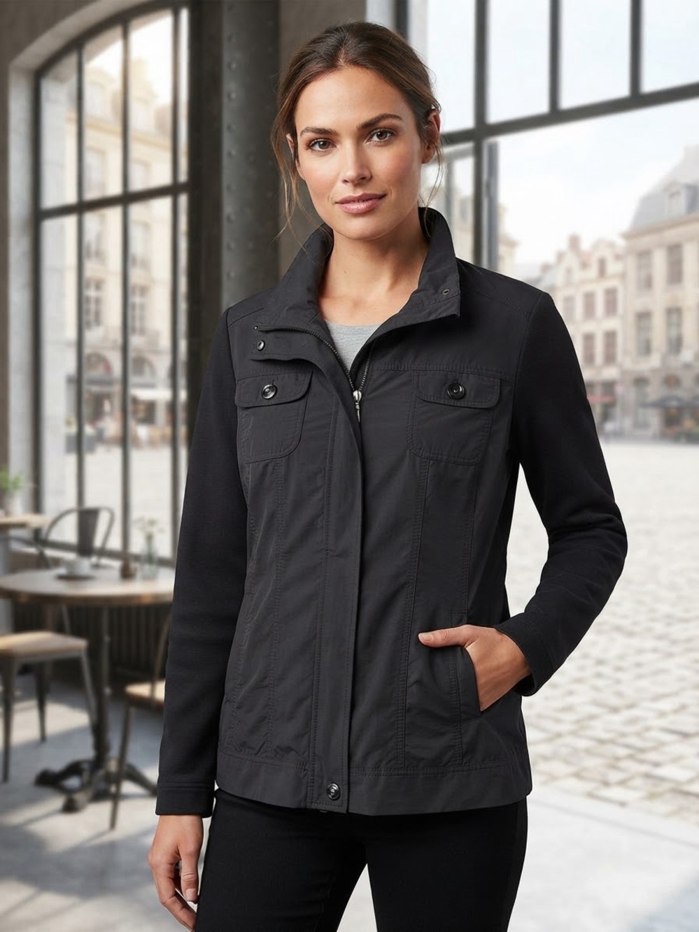 Take 50% OFF-Croft&Barrow Women's Black Utility Jacket Button Flap Pockets,Sz-XL